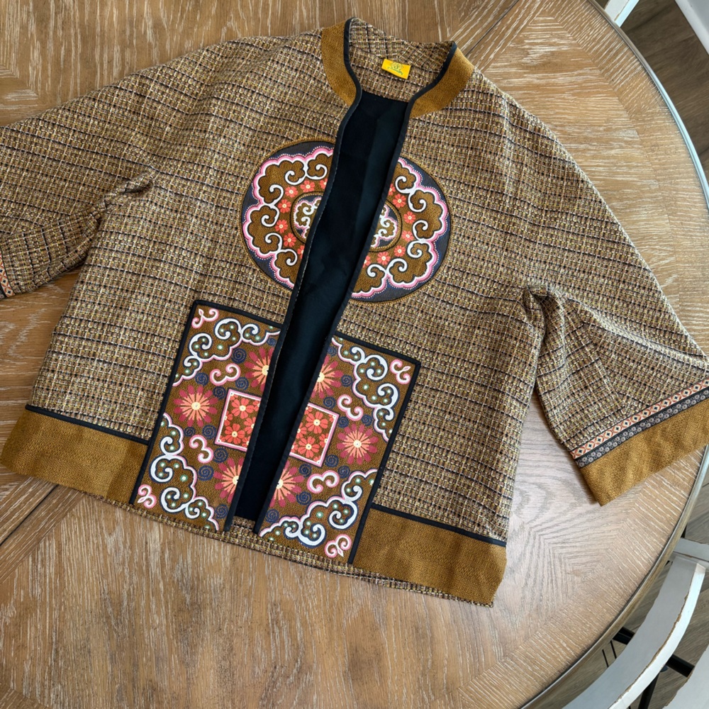 Thanakit Thai Silk Jacket with colorful Geometric Patterns